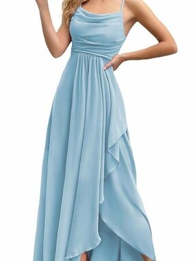Elegant Light Blue Spaghetti Strap Evening Dress